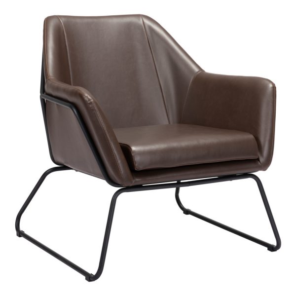 29" Brown And Black Faux Leather Arm Chair - Image 2