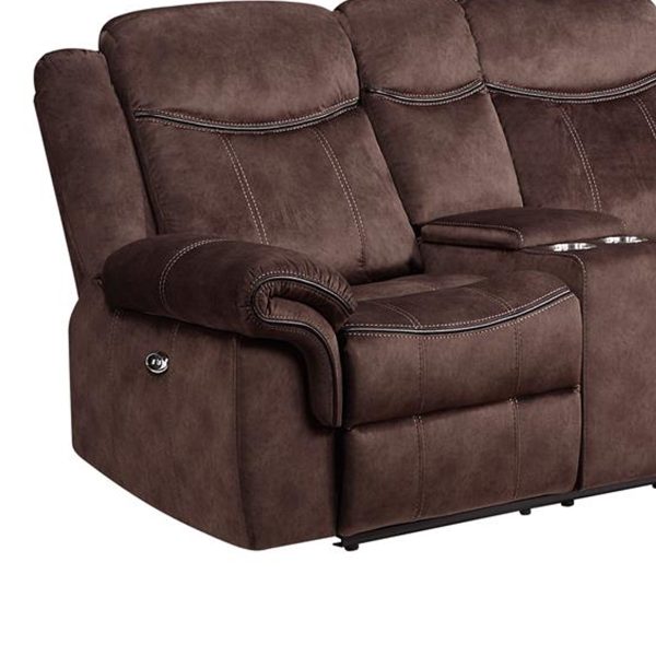 79" Dark Brown Microfiber Power Reclining Loveseat With Storage - Image 3
