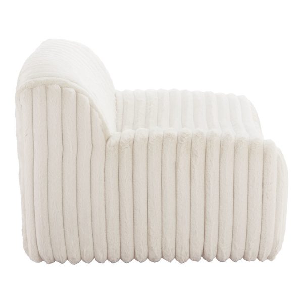 39" Cream Faux Fur Tufted Lounge Chair - Image 4