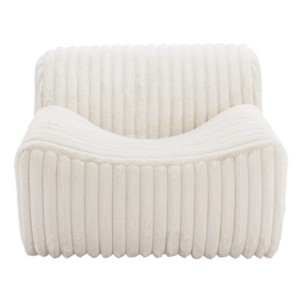 39" Cream Faux Fur Tufted Lounge Chair - Image 2