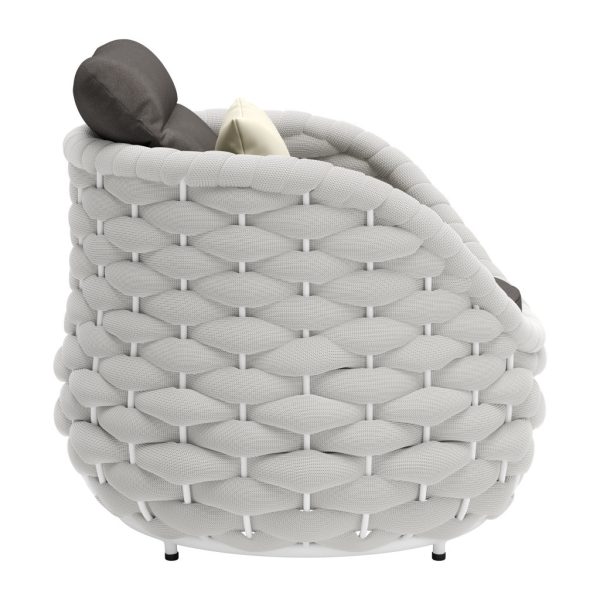 34" Gray And White Olefin Barrel Chair And Toss Pillow - Image 4
