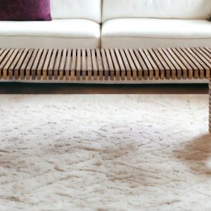 26" Brown Solid Wood Stripes Coffee Table