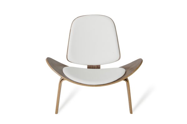 35" White And Brown Leather Side Chair - Image 3