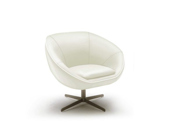 31" White And Brown Leather Arm Chair - Image 2