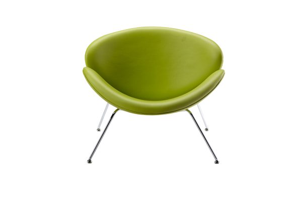 31" Green And Silver Leather Side Chair - Image 2
