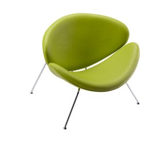 31" Green And Silver Leather Side Chair
