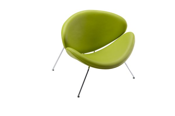 31" Green And Silver Leather Side Chair