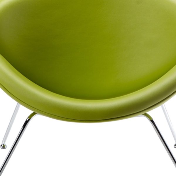31" Green And Silver Leather Side Chair - Image 3