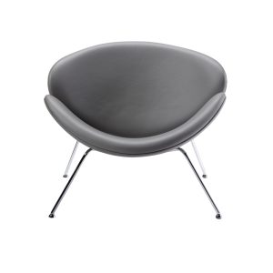 31" Gray And Silver Leather Side Chair