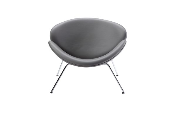 31" Gray And Silver Leather Side Chair