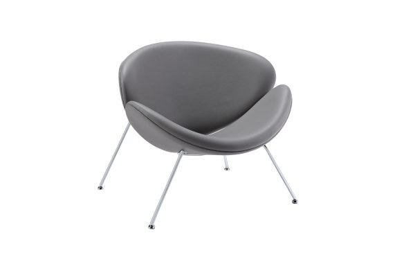31" Gray And Silver Leather Side Chair - Image 2