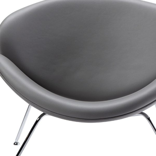 31" Gray And Silver Leather Side Chair - Image 3