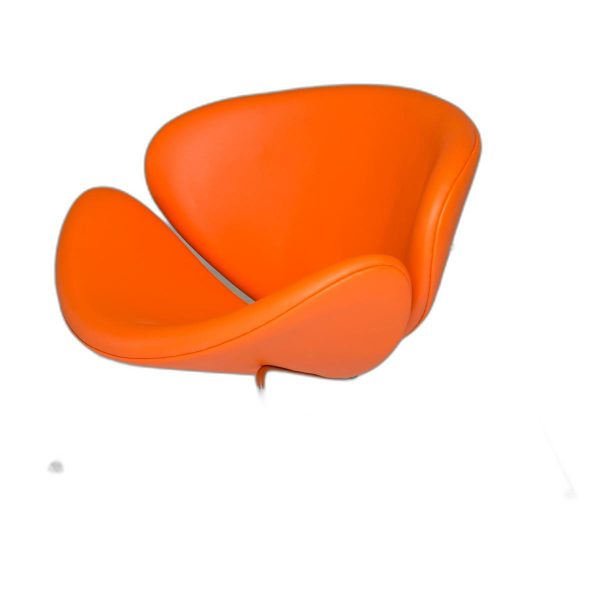 31" Orange And Silver Leather Side Chair