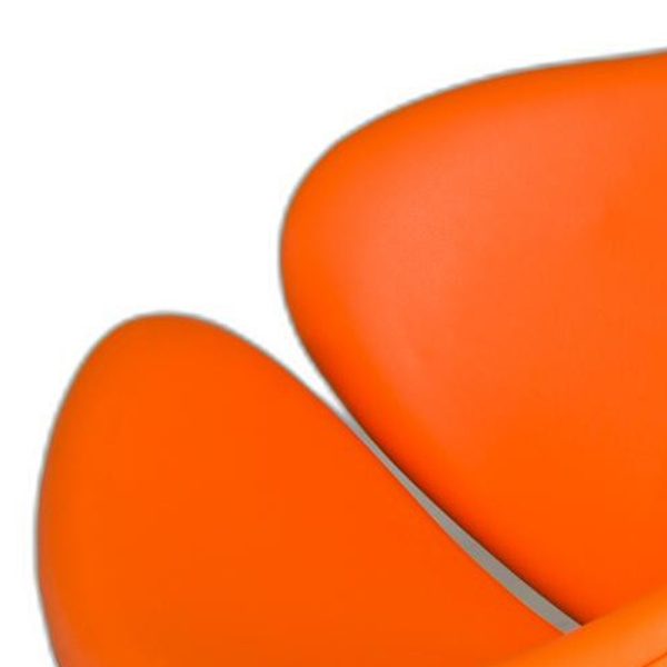 31" Orange And Silver Leather Side Chair - Image 2