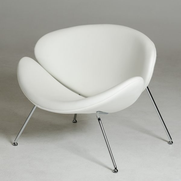 31" White And Silver Leather Side Chair - Image 3