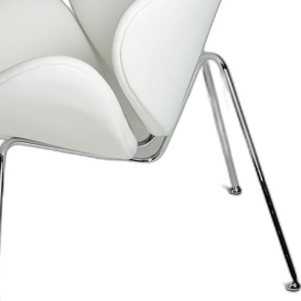 31" White And Silver Leather Side Chair - Image 2
