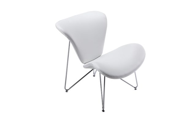 28" White And Silver Upholstered Butterfly Chair - Image 3