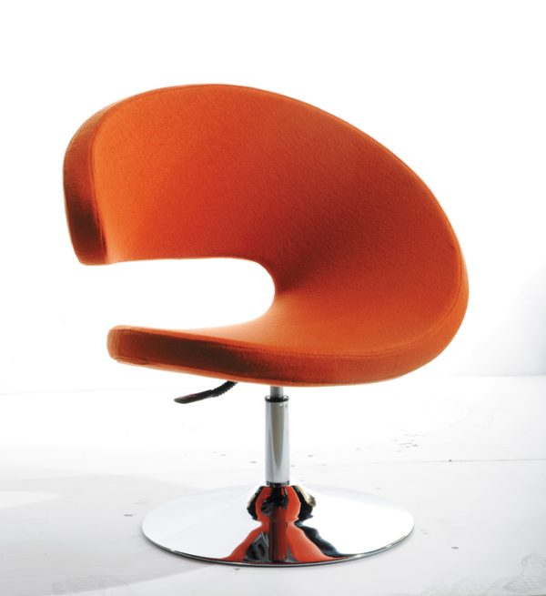 26" Orange And Silver Upholstered Swivel Lounge Chair - Image 3