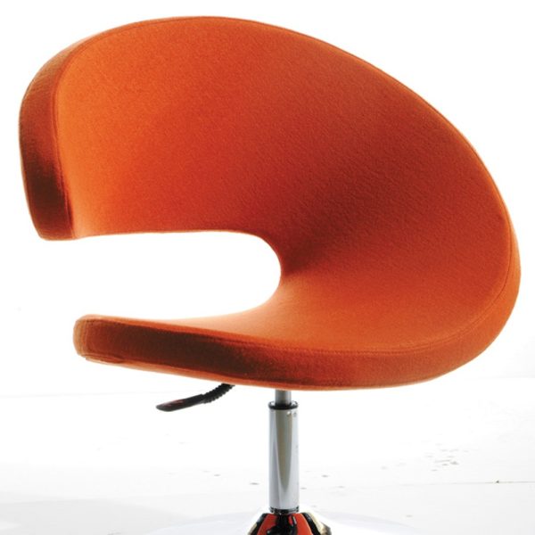 26" Orange And Silver Upholstered Swivel Lounge Chair