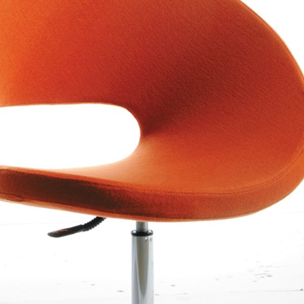 26" Orange And Silver Upholstered Swivel Lounge Chair - Image 2