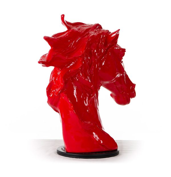 11" Red Polyresin Horse Head Sculpture - Image 2