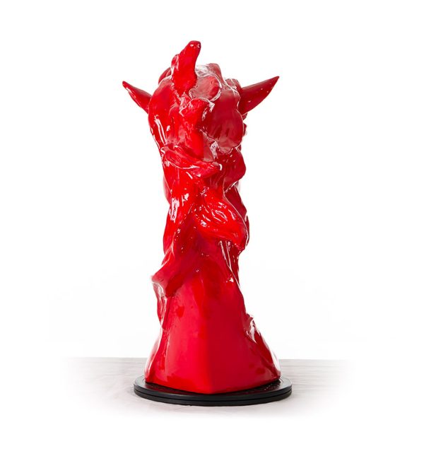 11" Red Polyresin Horse Head Sculpture - Image 3