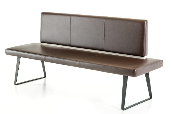 79" Brown and Black Upholstered Faux Leather Bench - Image 3