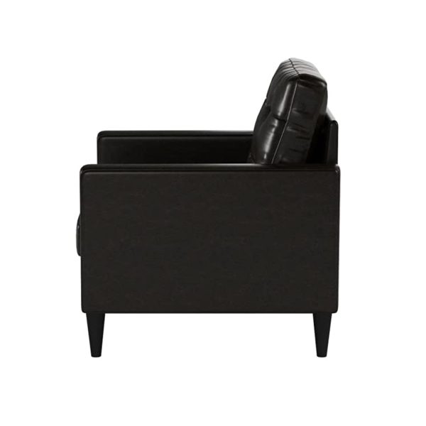 30" Espresso and Black Faux Leather Arm Chair And Toss Pillow - Image 2