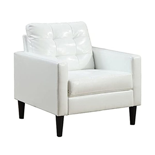 30" White and Black Faux Leather Arm Chair And Toss Pillow