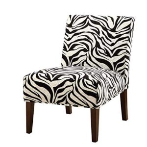 30" White and Brown Fabric Animal Print Side Chair