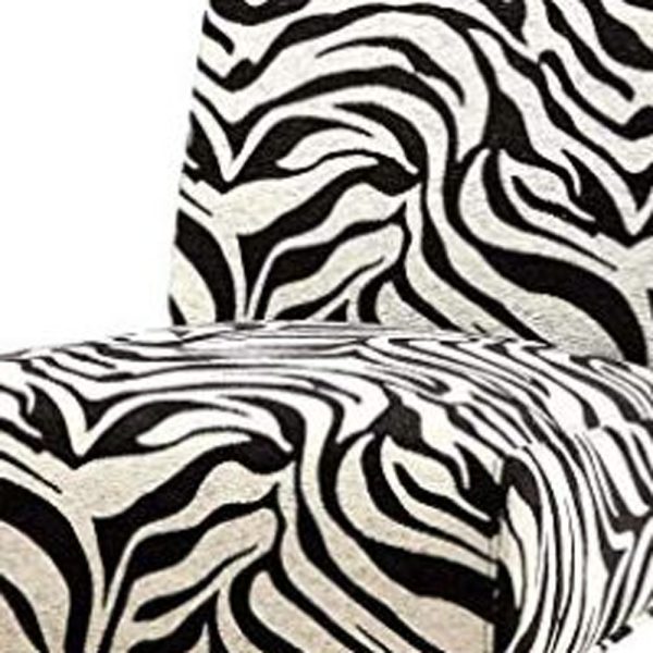 30" White and Brown Fabric Animal Print Side Chair - Image 2