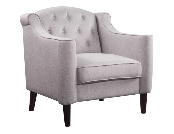 33" Cream and Black Fabric Arm Chair