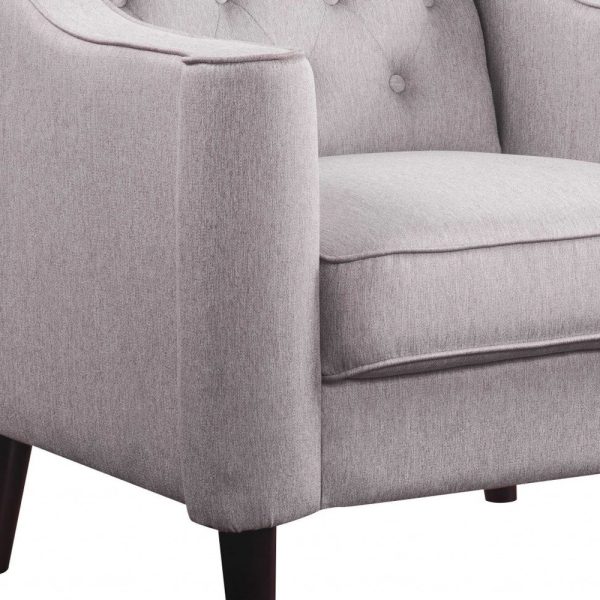 33" Cream and Black Fabric Arm Chair - Image 2