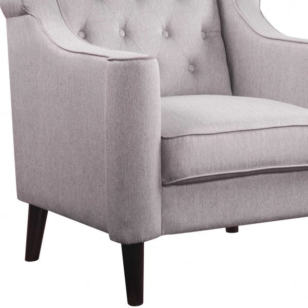 33" Cream and Black Fabric Arm Chair - Image 3