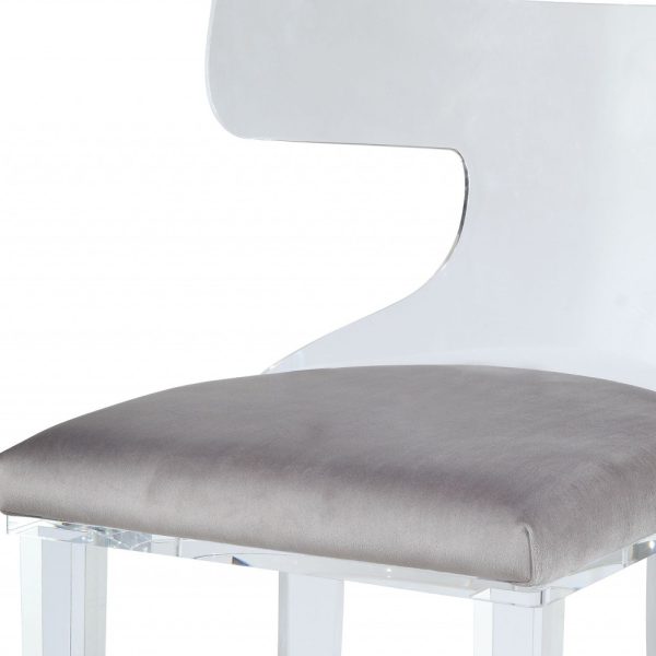 20" Gray and White Velvet Side Chair - Image 2
