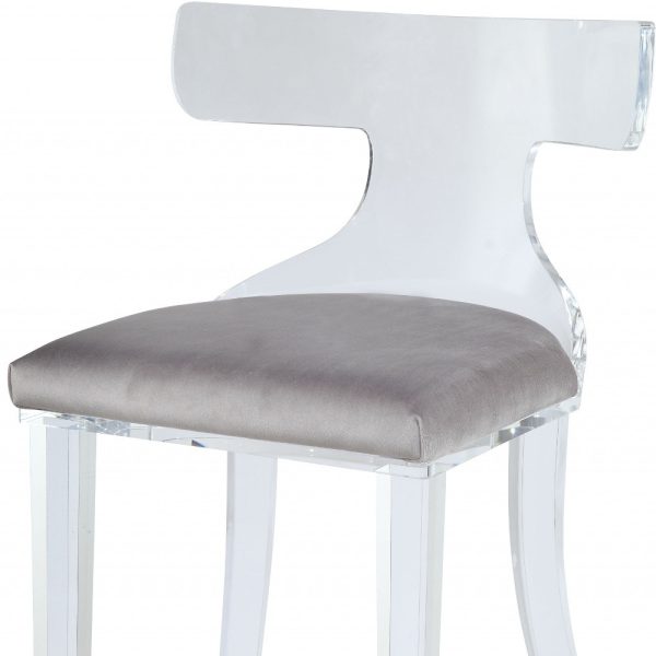 20" Gray and White Velvet Side Chair - Image 3