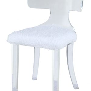 20" White Faux Fur Side Chair