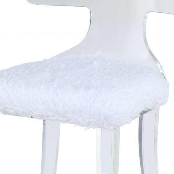 20" White Faux Fur Side Chair - Image 2