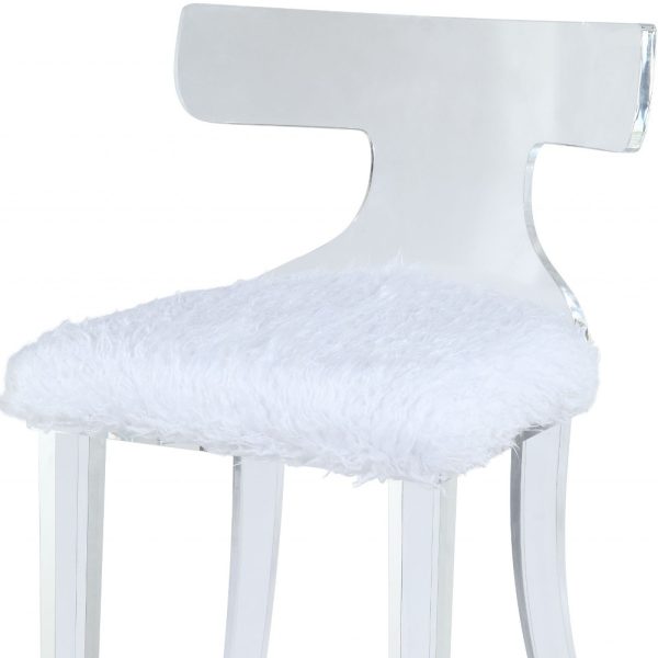 20" White Faux Fur Side Chair - Image 3
