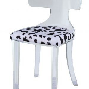 20" White Velvet Animal Print Side Chair