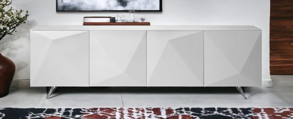 94" White Glass Solid Console Table - Image 2
