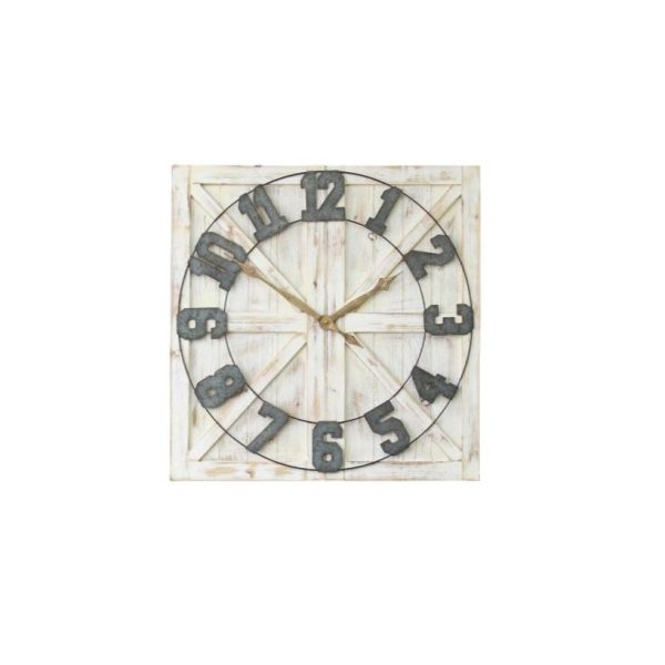 Square Distressed Wood And Metal Wall Clock - Image 2
