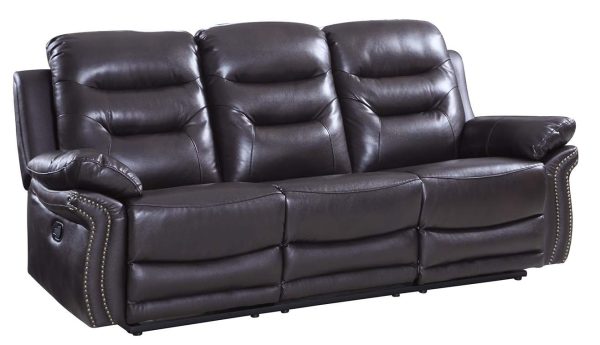 90" Brown Faux Leather Sofa With Black Legs - Image 2