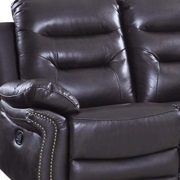 90" Brown Faux Leather Sofa With Black Legs - Image 3