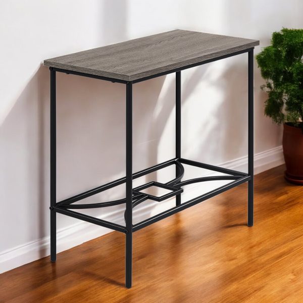 24" Taupe And Black Console Table With Storage