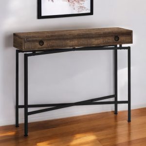 43" Brown And Black Cross Leg Console Table