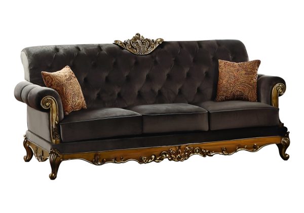 41" Charcoal Fabric Sofa With Champagne Legs - Image 2