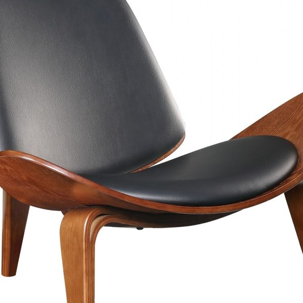 30" Black and Brown Faux Leather Side Chair - Image 3