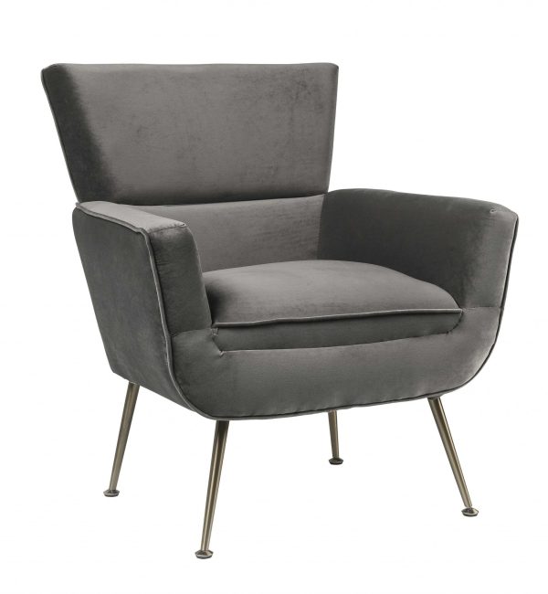 29" Gray Velvet Arm Chair