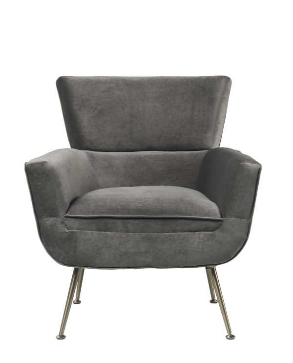 29" Gray Velvet Arm Chair - Image 2